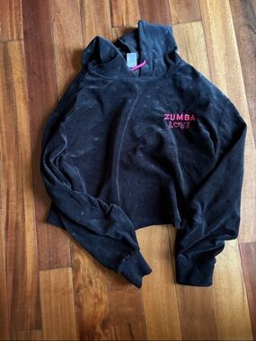 Zumba Love velour Black Cropped Hoodie
